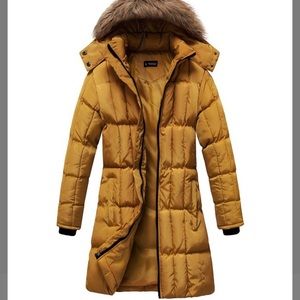 Golden Mustard Yellow Puffer Coat